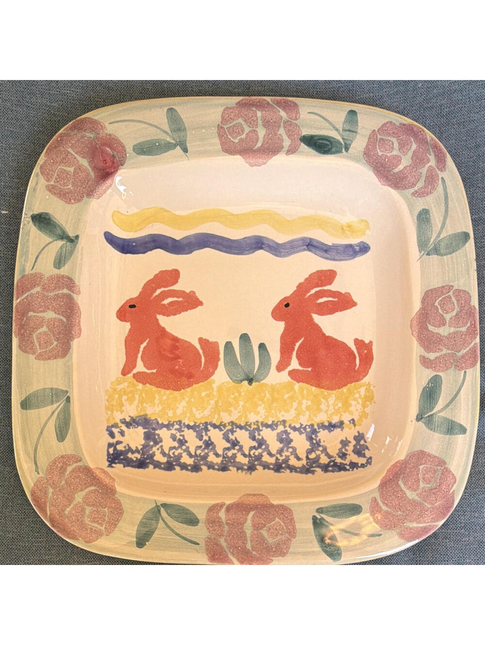 Hand Painted Italian Folk Art, Ceramic Dish, Made in Italy, 1-piece